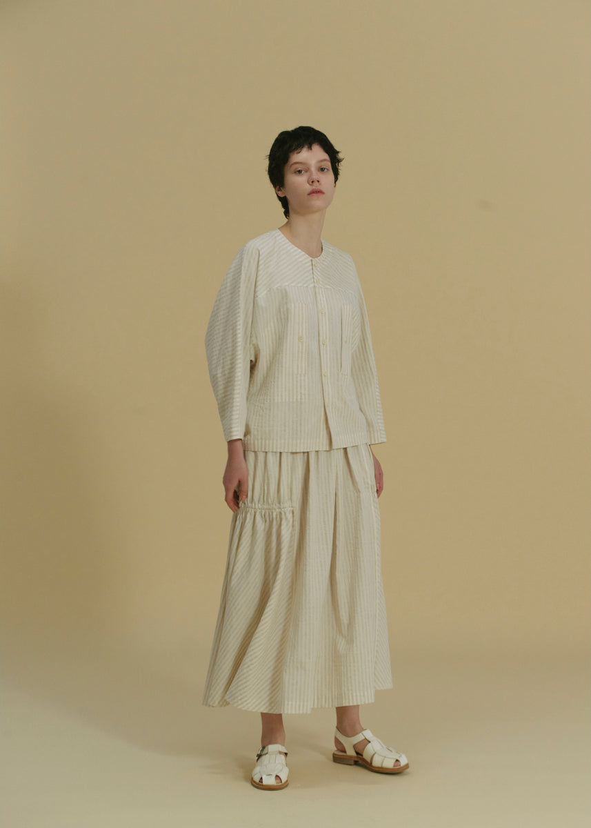 NATURE STRIPE GATHER SKIRT – OTOÄA