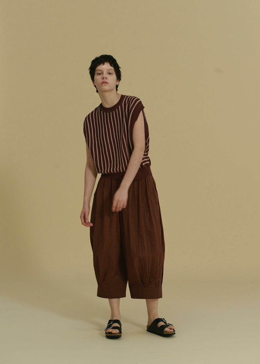 STRIPE KNIT VEST / BROWN x PINK – OTOÄA