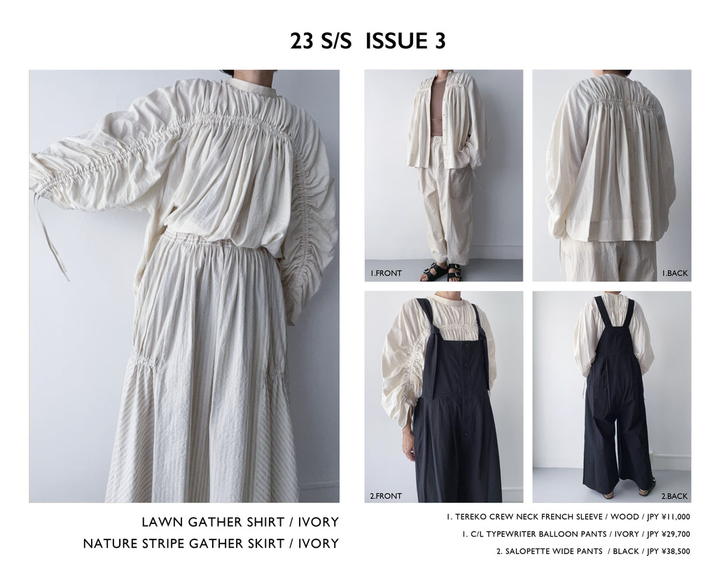【 23S/S ISSUE 3 】LAWN GATHER SHIRT STYLING